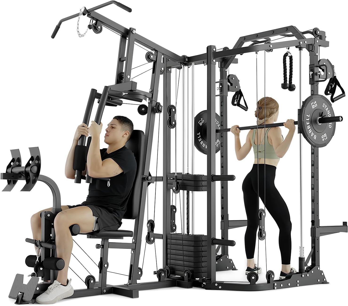 Home Gym With Smith Machine - Çift İstasyonlu SmithΔ Makinesi Güç Kafesi,